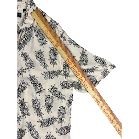 Allsaints Short Sleeve Button Up Viscose Pineapple Hawaiian Shirt Sz L - Picture 4 of 7